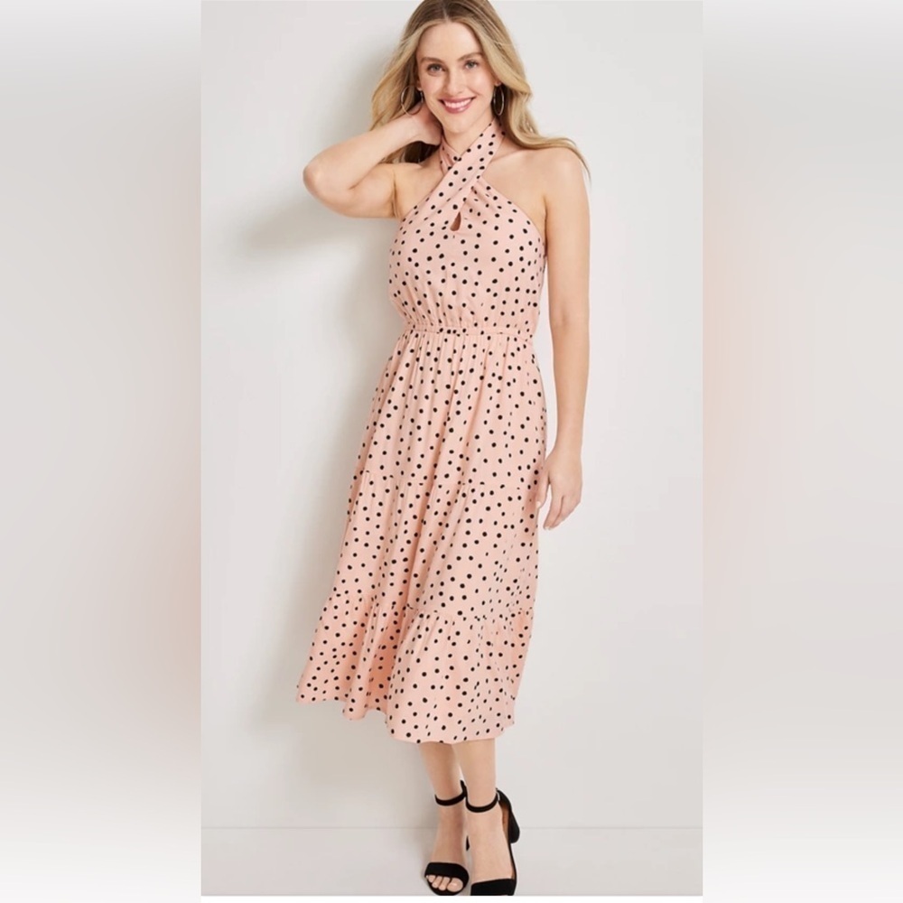Maurices Polka Dot Halter Neck Dress Women’s Size XL NEW